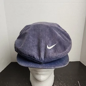 Vintage Nike Hat Cap Baret Large Navy Blue Faded 90s Made In USA Paperboy Logo - Picture 1 of 9
