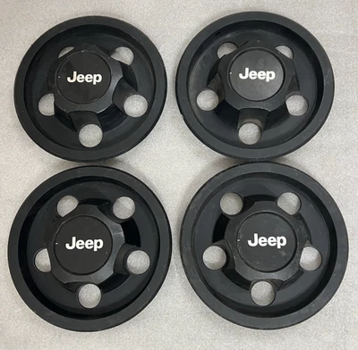 (4) Jeep Cherokee XJ Comanche MJ Wrangler Center Cap Wheel Hub BLACK 52-000-153 - Image 1 of 4