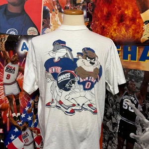 Vintage 90s New York Giants Looney Tunes Bugs Bunny Taz Football T Shirt Sz XL - Picture 1 of 6