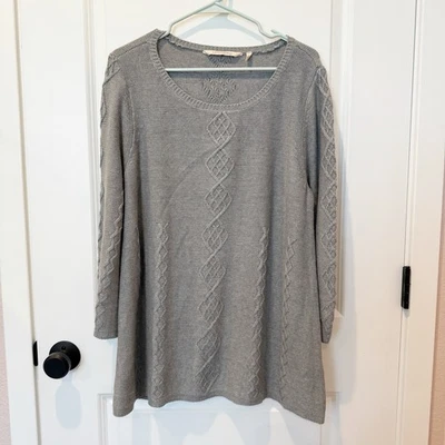 Suéter túnica tejido con cable Soft Surroundings para mujer talla X-grande manga acampanada suave Foto 1 de 4