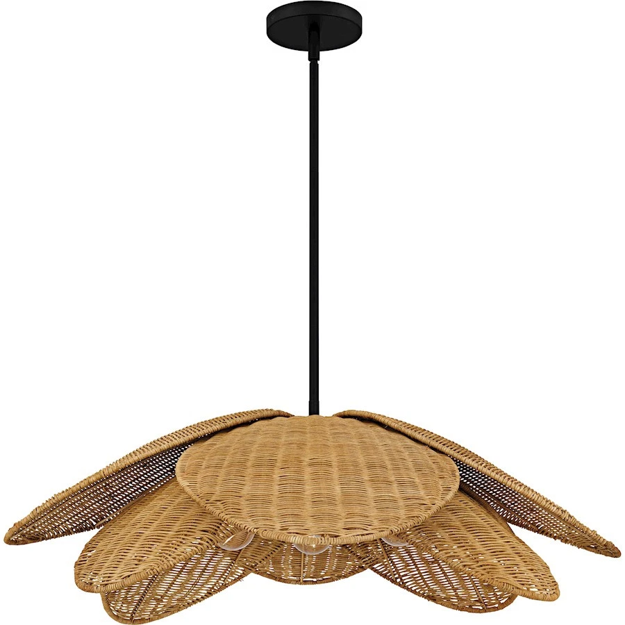 Quoizel Willa 4Light Pendant, Matte Black/Rattan - WLL2830MBK - Image 1 of 1
