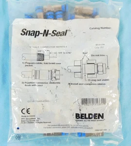 BAG OF 50 - SNS1P6 Snap-N-Seal RG6 Coax Connector Belden Coax Cable Compression - Picture 1 of 8