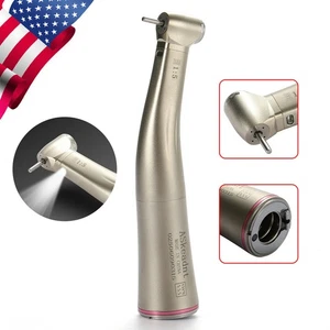 Dental Electric Handpiece 1:5 Contra Angle Fiber Optic LED Red Ring Inner Spray - Picture 1 of 24