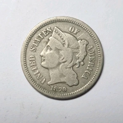 1870 Nickel Three-Cent Piece *Free S/H After 1st Item* - Image 1 of 4