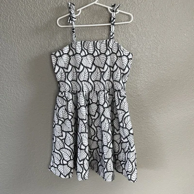 Vestido Janie And Jack Niñas 8 Negro Blanco Bordado Hoja Sin Mangas Pascua Nuevo con Etiquetas Foto 1 de 4