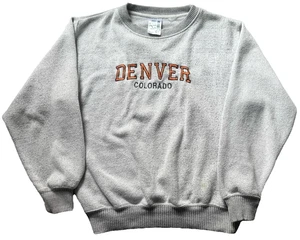 VTG Denver Colorado Sweatshirt M USA Gray Terry Crewneck Embroidered Pullover - Picture 1 of 10