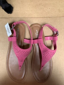 Arizona Jeans Co. Womens Slingback Flat Thong Sandals Size 8M BHFO 5334 Pink - Picture 1 of 4