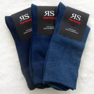 3 Par Calcetines Oversize XXL sin Goma Algodón Con Elastán 3 Tono Azul 50-52 - Imagen 1 de 2