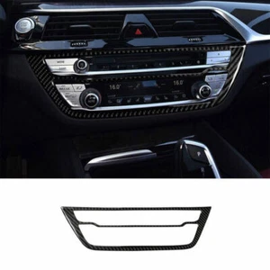 Real Carbon Fiber Console CD Button Control Frame Trim For BMW 5 Series 2018-22 - Picture 1 of 6