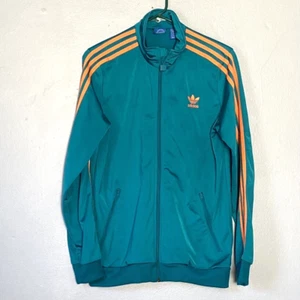 Adidas Jacket Youth XL 15-16 Adult S/M VINTAGE Turquoise Orange Logo 90s - Picture 1 of 11