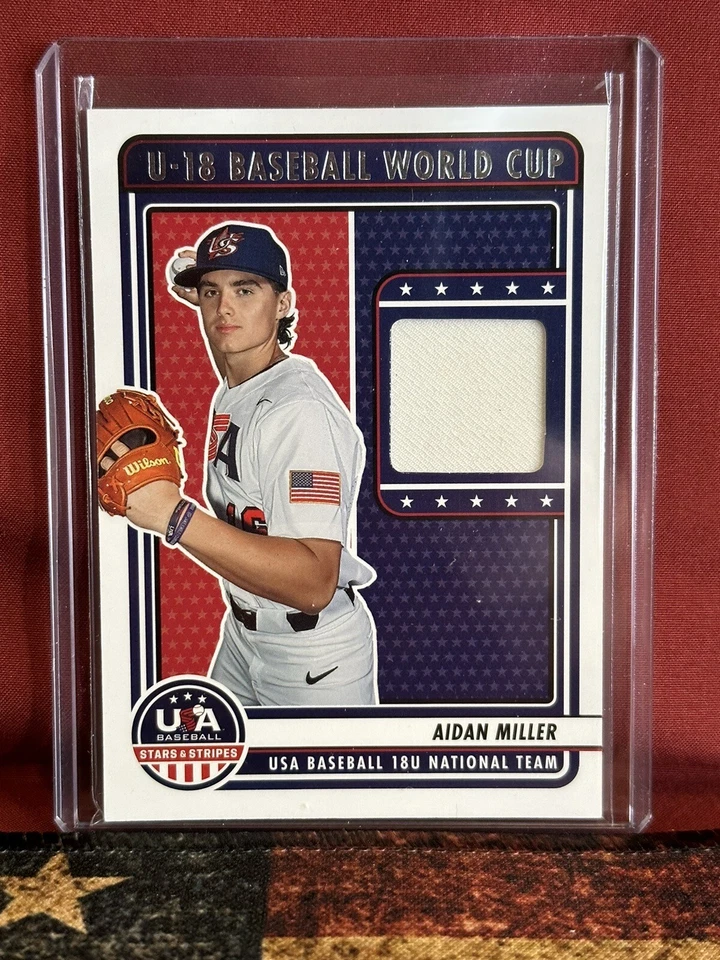 2023 Panini Stars & Stripes AIDAN MILLER MATERIAL RELIC U18-AM - Image 1 of 2