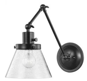 Progress Lighting Hinton 1-Light Black Swing Arm Adjustable Wall Light Sconce - Picture 1 of 1