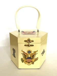 Billie Ross of the Palm Beaches Vintage Wooden Patriotic Americana Purse - Picture 1 of 12