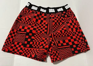 NWT UGG Chrissy Short Checks Red Black M SR$68 Fleece Comfy - Picture 1 of 4