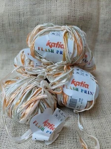 Katia FLASH PRINT Ribbon Yarn #800 Peach & Green Made in Spain - Picture 1 of 4