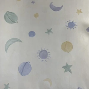 Norwall Vinyl Wallcovering Stars Moon Planets 11 yds X 20.4" Washable RG22737 - Picture 1 of 7