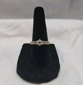 10kt Yellow Gold One .15ct Round  Diamond & .15tw Round Channel Engagement Ring  - Picture 1 of 11