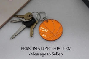 Basketball Key Chain,Personalized Free, Engraved Keyring, Backpack Name Tag - Picture 1 of 6