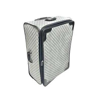 Ralph Lauren Jacquard Monograma Equipaje con Ruedas Maleta Lona Cuero 27x20x10 Foto 1 de 4