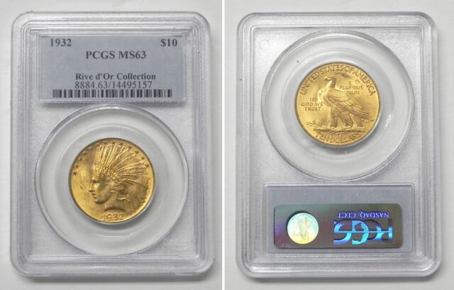 MS 63 Graded 1932 Year Eagle $10 US Gold Coins (Pre - 1933) for