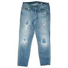 7 For All Mankind Josie Pantalon Jeans Stretch Look Destroyed 38 M W29 L30 Usé