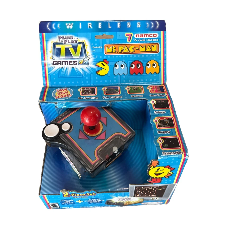 Jakks Namco 2004 Ms. Pac-Man Plug & Play TV Game 7 Original Arcade Classics Rare - Image 1 of 4