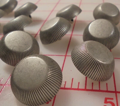 20 Matte Silver Metal Shank Button Italy Flat Top Lined Sides Like Red Rock 7/8" - Image 1 of 4