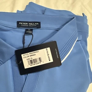 Peter Millar Herren Gr. XL Marina Babyblau Solide Performance Polo Neu mit Etikett - Bild 1 von 14