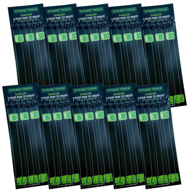 60 x Hair Rigs 12lb Braid Barbless Size 6 8 10 Carp Fishing. JOB LOT  WHOLESALE - Image 1 of 1