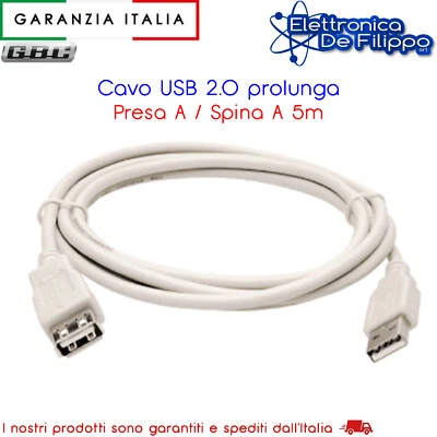 CAVO PROLUNGA USB 2.0 PRESA A / SPINA A - 5M - Immagine 1 di 2