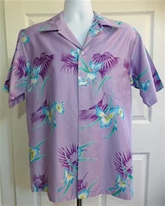 Vintage 70's Hookano Cotton Orchid Print Shirt Large Hardly Worn Very Nice Look! - Picture 1 of 16