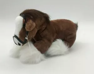 Nuevo de lote antiguo Nanco peluche pony caballo Clydesdale marrón blanco suave peluche juguete animal - Imagen 1 de 7