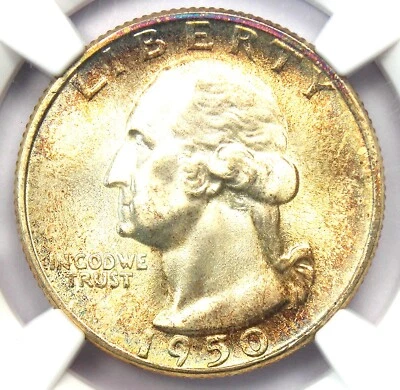 1950-S Washington Quarter 25C - Certified NGC MS67+ Plus Grade - $950 Value! - Image 1 of 4