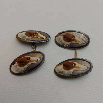 GEMELLI ANTICHI  LAVORATI E DIPINTI A MANO  SMALTO E ARGENTO - Immagine 1 di 3