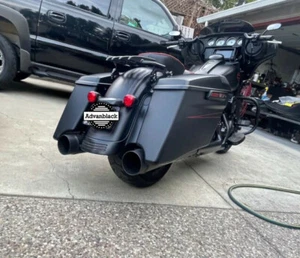 Denim Black CVO Tapered Extended Saddlebags Pinstripes Fits 14+ Harley Touring - Picture 1 of 13