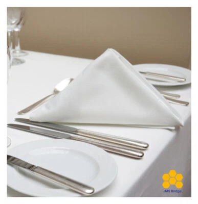 Cotton Napkins White - Table Linen Dinner Party Cloth Hotel Wedding - Pack of 6 - Image 1 of 4