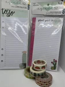 Cactus Planner Scrapbook Lot - 2 Agenda 52 Double sided Notepads - 4 Washi Tapes - Picture 1 of 6