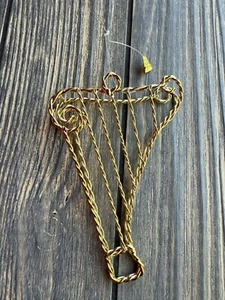 Gold Wire Harp Ornament By Silvestri 5" Elegant Design Metal Decor - Picture 1 of 2
