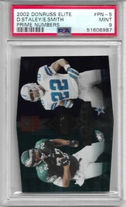 2002 DONRUSS ELITE PRIME NUMBERS PN-5 DUCE STALEY - EMMITT SMITH PSA 9 MINT - Picture 1 of 2