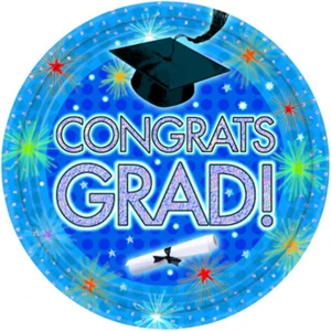 Congrats "GRAD!"  Party Paper Plates x 8 - Party Tableware - Picture 1 of 1