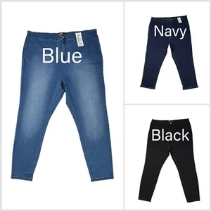 GEORGE Jada Women's High Waisted Plus Size Jeggings Stretchy Black Blue Navy - Picture 1 of 12