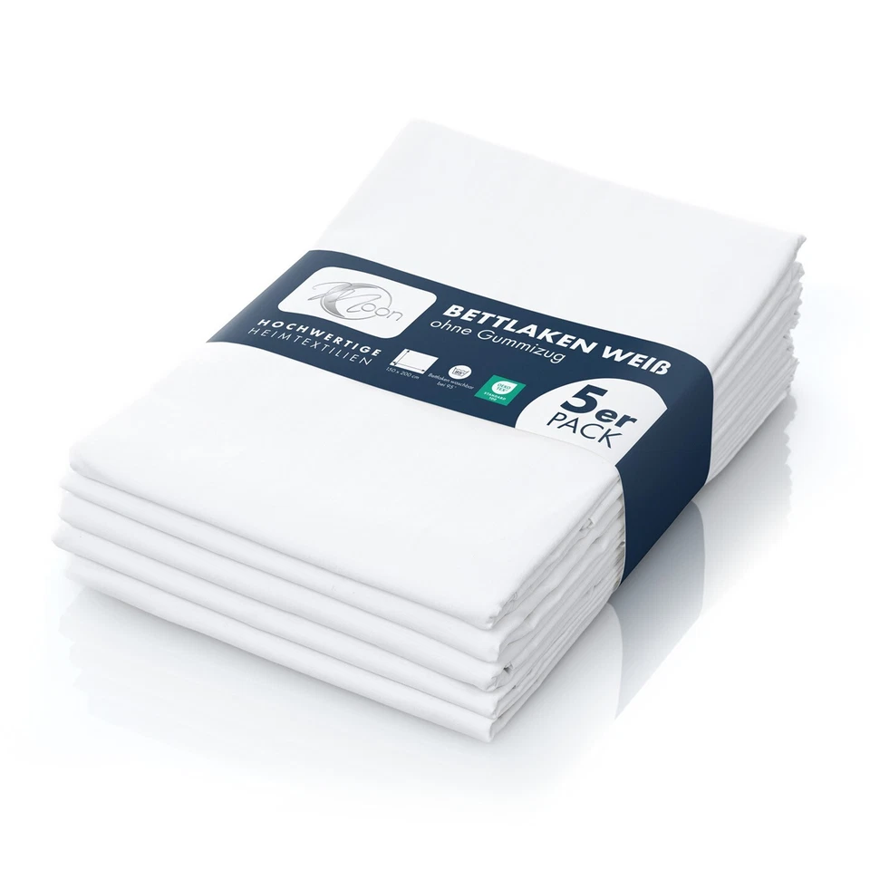 House cloth 150x250 cm bed sheet 100% cotton white 125 g/m² without elastic offer - Image 1 of 4