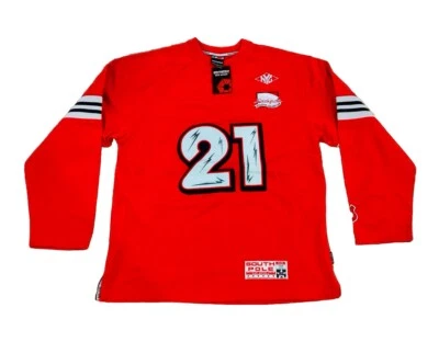 Camiseta de fútbol vintage Y2K Southpole #21 hockey roja pulóver forrada de vellón M-XL Foto 1 de 4