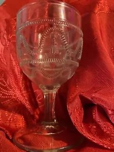 Antique EAPG Labelle Clear Glass Cord & Tassel Water Goblet - Picture 1 of 6