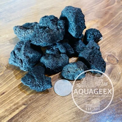 2LB BLACK LAVA ROCK FISH TANK AQUARIUM TERRARIUM SUBSTRATE DECORATIONS BONSAI - Image 1 of 4