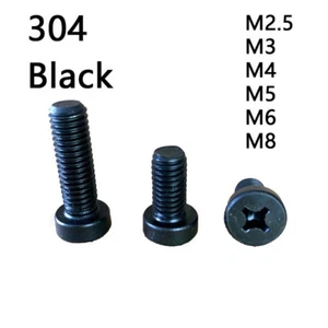 Black 304 Stainless Steel Phillips Cheese Head Srew Thin Cap bolt M3 M4 M5 M6 M8 - Picture 1 of 12