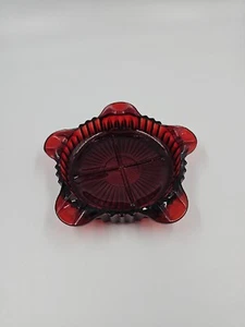 Vintage 4" Ruby Red Art Glass Ashtray MCM - Picture 1 of 5