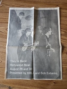 The Beatles Original 1965 Hollywood Bowl Konzert Anzeige aus LA Times Zeitung ex - Bild 1 von 5