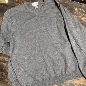 Alfani Pullover Herren L Large grau italienisch 100% Merinowolle Vintage V-Ausschnitt - Bild 1 von 4