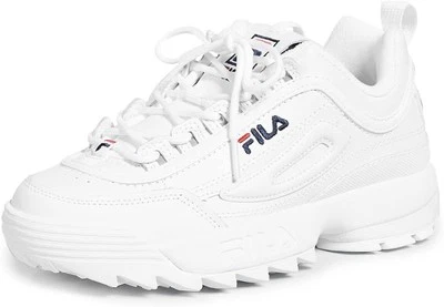 Fila Women's Disruptor  Premium Casual Shoes, White/Navy/Red, Size 8.5 - Image 1 of 4